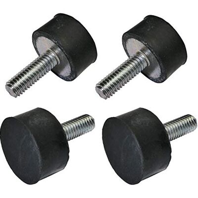 AERZETIX Set van 4 ronde anti-trillingsvoetjes van rubber en staal schroefdraad M6 Ø 20 mm H: 10 mm hardheid Shore 55 ± 5 belasting 315N 32 kg x 4 zwart en zilver AERZETIX Set van 4 ronde anti-trillingsvoetjes van rubber en staal schroefdraad M6 Ø 20 mm H: 10 mm hardheid Shore 55 ± 5 belasting 315N 32 kg x 4 zwart en zilver