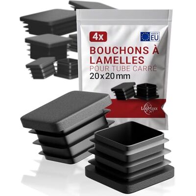 LouMaxx Zwarte buisafdekking voor vierkante buis 20 x 20 mm robuuste kunststof stop LouMaxx Zwarte buisafdekking voor vierkante buis 20 x 20 mm robuuste kunststof stop