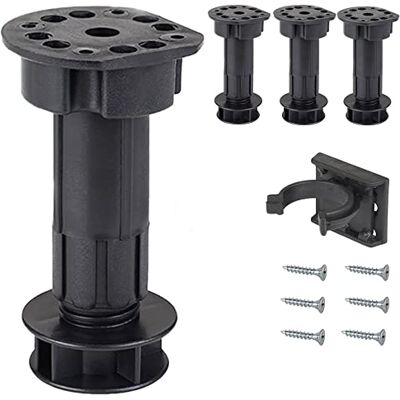 LouMaxx Set van 4 zwarte verstelbare poten, poten 100-120 mm, voor keuken of badkamer, verstelbare poten voor meubels, montagemateriaal inbegrepen, stabiele meubelpoten, draagvermogen 200 kg LouMaxx Set van 4 zwarte verstelbare poten, poten 100-120 mm, voor keuken of badkamer, verstelbare poten voor meubels, montagemateriaal inbegrepen, stabiele meubelpoten, draagvermogen 200 kg