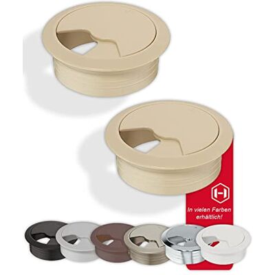 Gedotec Set van 2 ronde kunststof kabeldoorvoer H1020 beige doorvoer kabelgeleiding kabel boordoos Ø 60 mm Gedotec Set van 2 ronde kunststof kabeldoorvoer H1020 beige doorvoer kabelgeleiding kabel boordoos Ø 60 mm