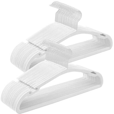 SONGMICS Fluwelen kleerhanger, 50 stuks, 43 x 21 cm, antislip fluwelen kleerhanger, brede schouderinkepingen, broekstang, 360 graden draaibare haak, ruimtebesparend, wolkenwit CRF039W01 SONGMICS Fluwelen kleerhanger, 50 stuks, 43 x 21 cm, antislip fluwelen kleerhanger, brede schouderinkepingen, broekstang, 360 graden draaibare haak, ruimtebesparend, wolkenwit CRF039W01