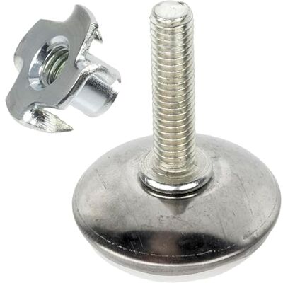 AERZETIX Set van 4 verstelbare meubelveren poten M6 + 4 klauwmoeren om te slaan M6 x 10 nivelleringsaccessoires en montage voor houten meubels AERZETIX Set van 4 verstelbare meubelveren poten M6 + 4 klauwmoeren om te slaan M6 x 10 nivelleringsaccessoires en montage voor houten meubels