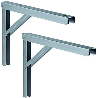 Gedotec Set van 2 opvouwbare consoles, 400 mm, 180 kg belastbaar, inklapbaar, massief staal, gemaakt in Duitsland, tafelverlenging, camper, console Gedotec Set van 2 opvouwbare consoles, 400 mm, 180 kg belastbaar, inklapbaar, massief staal, gemaakt in Duitsland, tafelverlenging, camper, console