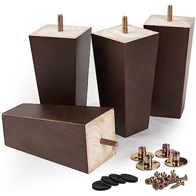 La Vane Massief houten poten, 4 stuks, vierkant, 12,7 cm, vierkant, modern, M8 met voorgeboorde 1,6 cm bouten en montageplaat voor bank, stoel La Vane Massief houten poten, 4 stuks, vierkant, 12,7 cm, vierkant, modern, M8 met voorgeboorde 1,6 cm bouten en montageplaat voor bank, stoel