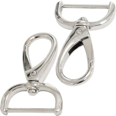 AERZETIX Set van 2 360° draaibare karabijnhaken met wartel lussen 25 mm voor creatieve hobby handtasgrepen decoratieve knutselprojecten van metaal in de kleur zilver AERZETIX Set van 2 360° draaibare karabijnhaken met wartel lussen 25 mm voor creatieve hobby handtasgrepen decoratieve knutselprojecten van metaal in de kleur zilver