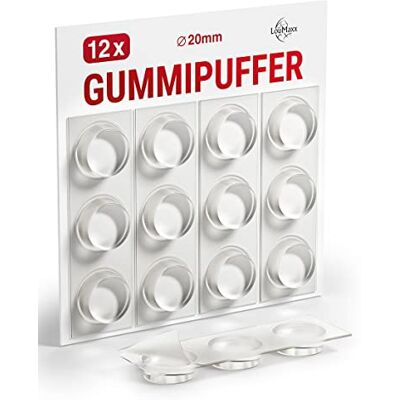 LouMaxx Rubberen pad, 12 stuks, transparant, Ø 20 mm, extra sterke kleefvoeten, transparant, premium anti-slip, krassen, lawaai en trillingen LouMaxx Rubberen pad, 12 stuks, transparant, Ø 20 mm, extra sterke kleefvoeten, transparant, premium anti-slip, krassen, lawaai en trillingen