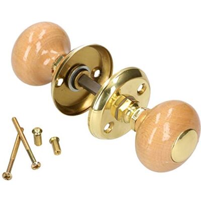 KOTARBAU Draaibare deurgreep Bruine houten handgreep Messing Bolvormig Rozet Vierkante schacht Rond goud KOTARBAU Draaibare deurgreep Bruine houten handgreep Messing Bolvormig Rozet Vierkante schacht Rond goud