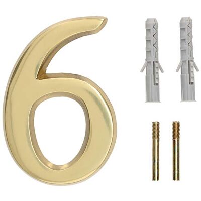 KOTARBAU ® 3D-huisnummer 15,2 cm messing 10 cm voor huizen, vestigingen, hotels, appartementen 100% messing KOTARBAU ® 3D-huisnummer 15,2 cm messing 10 cm voor huizen, vestigingen, hotels, appartementen 100% messing