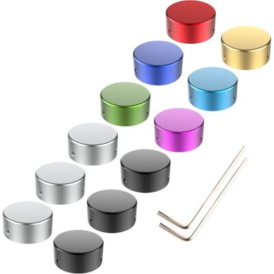 SOLUTEK 12 stuks metalen pedaalknoppen met 3 schroeven en rubberen inzetstuk, past stevig op gangbare pedaalschakelaars van 3/8 inch 10 mm, 12 kleuren SOLUTEK 12 stuks metalen pedaalknoppen met 3 schroeven en rubberen inzetstuk, past stevig op gangbare pedaalschakelaars van 3/8 inch 10 mm, 12 kleuren