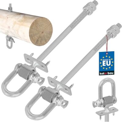 KOTARBAU ® 2 stuks schommelhaken – M12 x 190 mm – schommelhaken – verzinkt staal – zilver – met beugel en punten – houtschroefdraad KOTARBAU ® 2 stuks schommelhaken – M12 x 190 mm – schommelhaken – verzinkt staal – zilver – met beugel en punten – houtschroefdraad