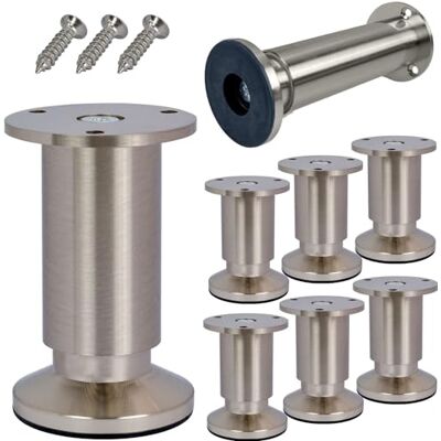Stahlia Meubelpoten, 8 stuks, geborsteld roestvrij staal, hoogte 6 cm, diameter 38 mm, belastbaar tot 250 kg, voor bank, bed, kast, bank, buffet Stahlia Meubelpoten, 8 stuks, geborsteld roestvrij staal, hoogte 6 cm, diameter 38 mm, belastbaar tot 250 kg, voor bank, bed, kast, bank, buffet