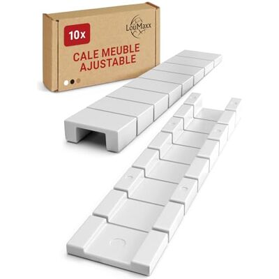 LouMaxx Meubelwiggen, 10 stuks, instelwiggen 8 x 20 x 100 mm in wit, kunststof wiggen met geïntegreerde breekpunten. LouMaxx Meubelwiggen, 10 stuks, instelwiggen 8 x 20 x 100 mm in wit, kunststof wiggen met geïntegreerde breekpunten.