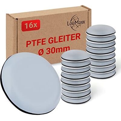 LouMaxx 16 stuks teflon glijders, meubelglijders, meubelglijders, diameter 30 mm, zeer glad PTFE meubelglijders voor stoelen, meubels en Thermomix LouMaxx 16 stuks teflon glijders, meubelglijders, meubelglijders, diameter 30 mm, zeer glad PTFE meubelglijders voor stoelen, meubels en Thermomix