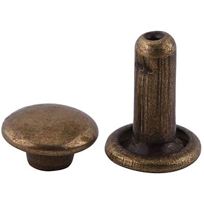 Walfront 100 stuks metalen klinknagels met dubbele buiskap van metaal voor lederreparatie, decoratie (brons) Walfront 100 stuks metalen klinknagels met dubbele buiskap van metaal voor lederreparatie, decoratie (brons)