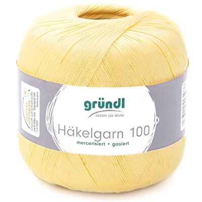 Gründl Grundl 813-120 draad, pastelgeel, 566 m Fijne zomerwolgaren voor haken, glanzend, wasbaar, 100% katoen, 100 g/566 m, naalddikte: 1,5 Gründl Grundl 813-120 draad, pastelgeel, 566 m Fijne zomerwolgaren voor haken, glanzend, wasbaar, 100% katoen, 100 g/566 m, naalddikte: 1,5