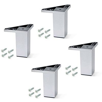 Emuca 2039725 set van 4 poten met montageschroeven voor meubel/kast/bank, hoogte 100 mm, van kunststof, gelakt aluminium, H 100 mm Emuca 2039725 set van 4 poten met montageschroeven voor meubel/kast/bank, hoogte 100 mm, van kunststof, gelakt aluminium, H 100 mm