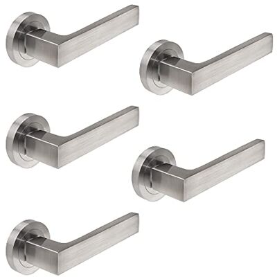 Emuca Binnendeurgreep, set van 5 sets deurgrepen met rozet D50 mm, aluminium, nikkel gesatineerd Emuca Binnendeurgreep, set van 5 sets deurgrepen met rozet D50 mm, aluminium, nikkel gesatineerd