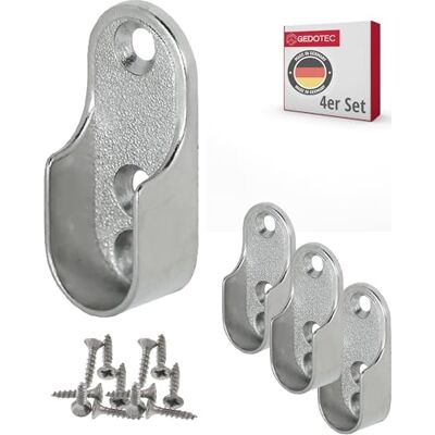 Gedotec Set van 4 ovale kastbuishouders, 30 x 15 mm, OVA voor ovale stang, vernikkeld staal, kast Gedotec Set van 4 ovale kastbuishouders, 30 x 15 mm, OVA voor ovale stang, vernikkeld staal, kast