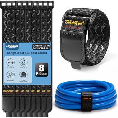 Trilancer Elastische band met anti-slip strips, 30 x 3,8 cm (8 stuks), duurzaam, veelzijdig, klittenband met gemakkelijk te trekken lipje, voor verlengingen, kabels, touwen, tuinslangen, fiets Trilancer Elastische band met anti-slip strips, 30 x 3,8 cm (8 stuks), duurzaam, veelzijdig, klittenband met gemakkelijk te trekken lipje, voor verlengingen, kabels, touwen, tuinslangen, fiets