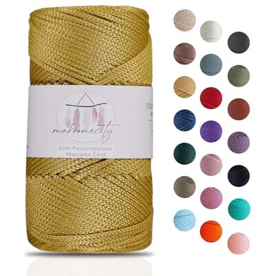 Makromecity Macramégaren 2 mm x 115 m van hoogwaardig polyester Voor handwerk, huisdecoratie, tafelbord, handtas, fopspeenketting 20 kleuren Makromecity Macramégaren 2 mm x 115 m van hoogwaardig polyester Voor handwerk, huisdecoratie, tafelbord, handtas, fopspeenketting 20 kleuren