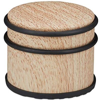 Relaxdays 10030672 Deurstopper, zware deuren en ramen, van roestvrij staal en rubber, houtachtige look, ∅ 9,5 cm, bruin, lichtbruin, 1 stuk Relaxdays 10030672 Deurstopper, zware deuren en ramen, van roestvrij staal en rubber, houtachtige look, ∅ 9,5 cm, bruin, lichtbruin, 1 stuk