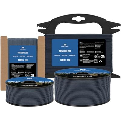 Manco Element Paracord 2 mm 15 m nylon touw 3 strengen type I koord Zwart, 100% nylon, draagvermogen 90 kg / 200lbs, ideaal voor buiten, handwerk, camping, spoel Manco Element Paracord 2 mm 15 m nylon touw 3 strengen type I koord Zwart, 100% nylon, draagvermogen 90 kg / 200lbs, ideaal voor buiten, handwerk, camping, spoel