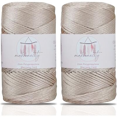 Makromecity Macramégaren 2 mm x 230 m Gemaakt van hoogwaardig polyester Voor handwerk, huisdecoratie, tafelbord, schoudertas (latte, 2 strengen) Makromecity Macramégaren 2 mm x 230 m Gemaakt van hoogwaardig polyester Voor handwerk, huisdecoratie, tafelbord, schoudertas (latte, 2 strengen)