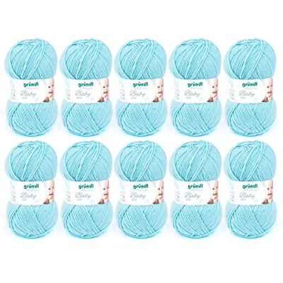 Gründl Baby Uni garen (speciaal babygaren voor breien en haken, robuust en onderhoudsvriendelijk, 70% acryl en 30% polyamide, 50 g/150 m, naalden nr. 3 ½ tot 4 ½, 10 x 50 g), turchese pastel Gründl Baby Uni garen (speciaal babygaren voor breien en haken, robuust en onderhoudsvriendelijk, 70% acryl en 30% polyamide, 50 g/150 m, naalden nr. 3 ½ tot 4 ½, 10 x 50 g), turchese pastel