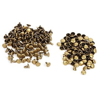 Walfront 100 stuks klinknagels met dubbele afdekking voor lederen en schoenreparatie, tassen maken, knutselen, bronzen buisnagels, 8 x 8 mm Walfront 100 stuks klinknagels met dubbele afdekking voor lederen en schoenreparatie, tassen maken, knutselen, bronzen buisnagels, 8 x 8 mm