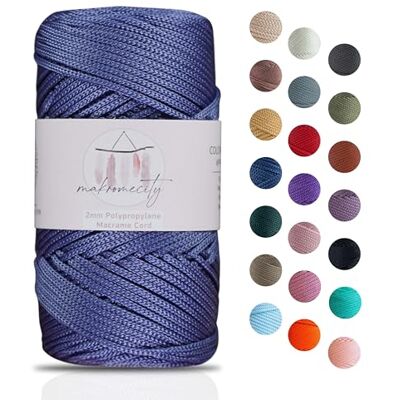 Makromecity Macramégaren 2 mm x 115 m van hoogwaardig polyester Voor handwerk, huisdecoratie, tafelbord, handtas, fopspeenketting 20 kleuren Makromecity Macramégaren 2 mm x 115 m van hoogwaardig polyester Voor handwerk, huisdecoratie, tafelbord, handtas, fopspeenketting 20 kleuren