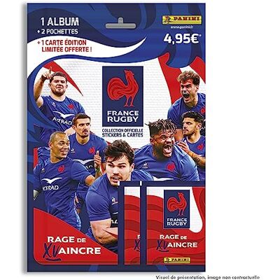 Panini Rugby Team de France-woedende album + 2 hoezen + kaartenvak, 004729SPCFGD Panini Rugby Team de France-woedende album + 2 hoezen + kaartenvak, 004729SPCFGD
