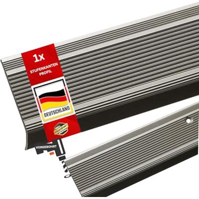 Floordirekt Traprandprofiel aluminium L-vorm, 1 stuk, 90 x 3,5 x 3 cm, voorgeboord, champagne, voor parket en laminaat, montagemateriaal inbegrepen, trapneusprofiel Floordirekt Traprandprofiel aluminium L-vorm, 1 stuk, 90 x 3,5 x 3 cm, voorgeboord, champagne, voor parket en laminaat, montagemateriaal inbegrepen, trapneusprofiel