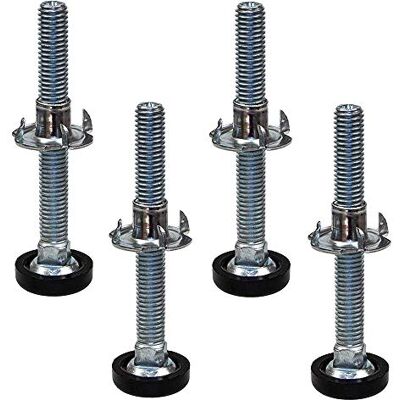 Gedotec Verstelbare schroefvoet voor meubels, nivelleringsschroeven voor tafelvoet, kantoor, bed, metalen kast, werkplaats, roestvrij staal en zwarte kunststof bescherming, houder 300 kg, M8 x 45 mm, 4 stuks Gedotec Verstelbare schroefvoet voor meubels, nivelleringsschroeven voor tafelvoet, kantoor, bed, metalen kast, werkplaats, roestvrij staal en zwarte kunststof bescherming, houder 300 kg, M8 x 45 mm, 4 stuks