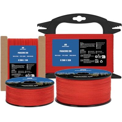 Manco Element Paracord 2 mm 50 m nylon touw 3 strengen type I koord 100% nylon, draagvermogen 90 kg / 200lbs, ideaal voor buiten, handwerk, camping, spoel Manco Element Paracord 2 mm 50 m nylon touw 3 strengen type I koord 100% nylon, draagvermogen 90 kg / 200lbs, ideaal voor buiten, handwerk, camping, spoel