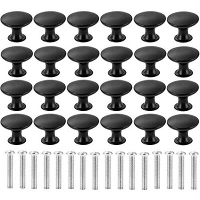 KAHEIGN Set van 24 ladeknoppen 30 mm zwart mat met 24 schroeven voor kast, lade, keuken KAHEIGN Set van 24 ladeknoppen 30 mm zwart mat met 24 schroeven voor kast, lade, keuken