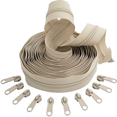 AERZETIX C62774x5-C62863x10 5 m versterkte spiraalrits set nr. 5 18G/MB Kleur: lichtbeige + 10 sliders nr. 5 niet afsluitbaar Kleur: lichtbeige Merceria Couture AERZETIX C62774x5-C62863x10 5 m versterkte spiraalrits set nr. 5 18G/MB Kleur: lichtbeige + 10 sliders nr. 5 niet afsluitbaar Kleur: lichtbeige Merceria Couture