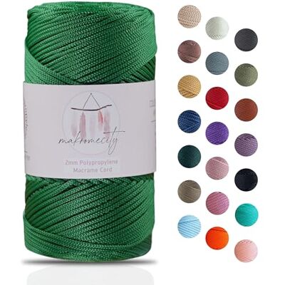 Makromecity Macramégaren 2 mm x 115 m van hoogwaardig polyester Voor handwerk, huisdecoratie, tafelbord, handtas, fopspeenketting 20 kleuren Makromecity Macramégaren 2 mm x 115 m van hoogwaardig polyester Voor handwerk, huisdecoratie, tafelbord, handtas, fopspeenketting 20 kleuren