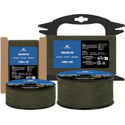 Manco Element Paracord 2 mm 100 m nylon touw 3 strengen type I koord 100% nylon, draagvermogen 90 kg / 200lbs, ideaal voor buiten, handwerk, camping, spoel Manco Element Paracord 2 mm 100 m nylon touw 3 strengen type I koord 100% nylon, draagvermogen 90 kg / 200lbs, ideaal voor buiten, handwerk, camping, spoel