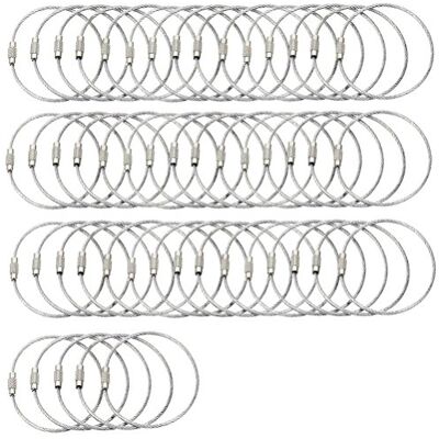 BlueCosto Draadsleutelhangerkabel 2 mm dikke roestvrijstalen sleutelhangerlussen voor het ophangen van bagagelabels en het organiseren van sleutels, Metaal zilver, Eén maat Eén maat BlueCosto Draadsleutelhangerkabel 2 mm dikke roestvrijstalen sleutelhangerlussen voor het ophangen van bagagelabels en het organiseren van sleutels, Metaal zilver, Eén maat Eén maat