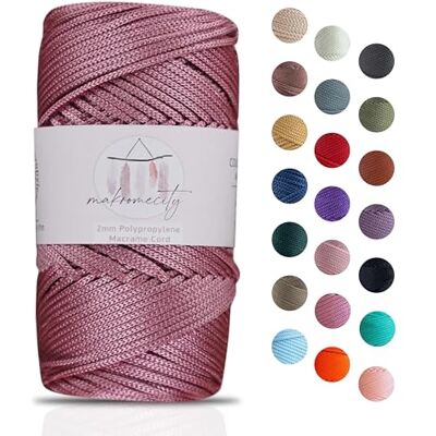 Makromecity Macramégaren 2 mm x 115 m van hoogwaardig polyester Voor handwerk, huisdecoratie, tafelbord, handtas, fopspeenketting 20 kleuren Makromecity Macramégaren 2 mm x 115 m van hoogwaardig polyester Voor handwerk, huisdecoratie, tafelbord, handtas, fopspeenketting 20 kleuren