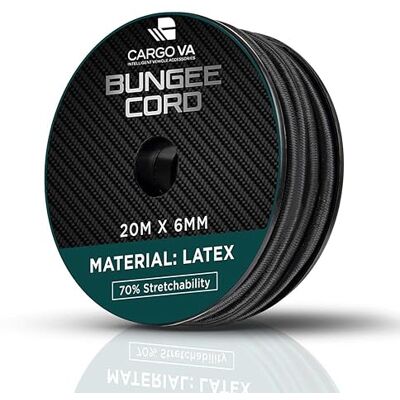 CARGO VA Intelligent Vehicle Accessories CargoVA Rubberen touw 6 mm 20 m zwart 70% rekbaar weerbestendig elastisch touw voor aanhangers, zonnezeil, zeil enz CARGO VA Intelligent Vehicle Accessories CargoVA Rubberen touw 6 mm 20 m zwart 70% rekbaar weerbestendig elastisch touw voor aanhangers, zonnezeil, zeil enz