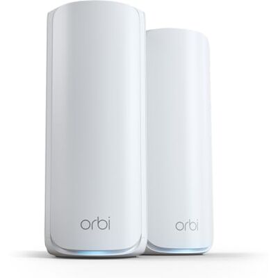 Netgear Orbi, Mesh WiFi 7, RBE772, 2-pack, tot 11 Gbps, dekt tot 360 m², 100 apparaten, 2,5 GB internetpoort, Tri-Band BE11000, compatibel met dikke muren en alle internetboxen Netgear Orbi, Mesh WiFi 7, RBE772, 2-pack, tot 11 Gbps, dekt tot 360 m², 100 apparaten, 2,5 GB internetpoort, Tri-Band BE11000, compatibel met dikke muren en alle internetboxen