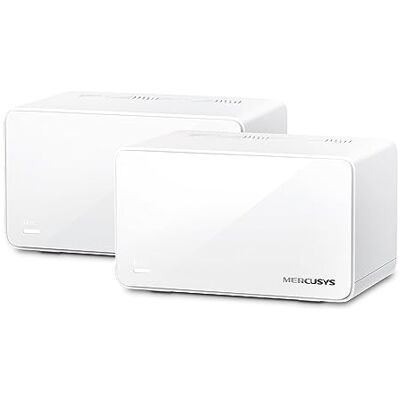 MERCUSYS WiFi 6 Mesh AX6000 Mbps, dekking tot 550 m², verbind tot 150 apparaten, 1 2,5 giga-poort en 2 gigabit-poorten via Halo, dual-band wifi, eenvoudig te bedienen app, Halo H90X (2 stuks) MERCUSYS WiFi 6 Mesh AX6000 Mbps, dekking tot 550 m², verbind tot 150 apparaten, 1 2,5 giga-poort en 2 gigabit-poorten via Halo, dual-band wifi, eenvoudig te bedienen app, Halo H90X (2 stuks)