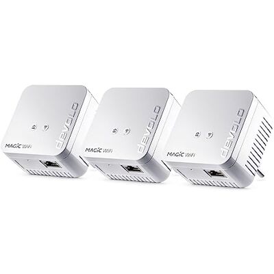 Devolo Magic 1 WiFi 4 Mesh Kit Multiroom, WiFi Powerline Adapters tot 1.200 Mbit/s, WiFi Access Point, 3x Ethernet-poorten, Geïntegreerd stopcontact, Wit Devolo Magic 1 WiFi 4 Mesh Kit Multiroom, WiFi Powerline Adapters tot 1.200 Mbit/s, WiFi Access Point, 3x Ethernet-poorten, Geïntegreerd stopcontact, Wit