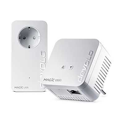 Devolo Magic 1-1200 WiFi Mini Starter Kit, compacte set, 2 Powerline-adapters voor veilig thuisnetwerk (1200 Mbit/s, 1 Fast Ethernet LAN-verbinding, wifi mesh, G.hn-technologie) wit Devolo Magic 1-1200 WiFi Mini Starter Kit, compacte set, 2 Powerline-adapters voor veilig thuisnetwerk (1200 Mbit/s, 1 Fast Ethernet LAN-verbinding, wifi mesh, G.hn-technologie) wit