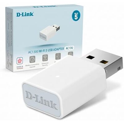 D-Link AC13U AC1300 WLAN-adapter 5 USB voor PC/Dectop/Laptop, MU-MIMO, dual-band, WPA3, USB 3.2, compact design, ondersteunt Windows 11/10 D-Link AC13U AC1300 WLAN-adapter 5 USB voor PC/Dectop/Laptop, MU-MIMO, dual-band, WPA3, USB 3.2, compact design, ondersteunt Windows 11/10