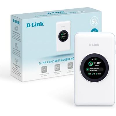 D-Link F509 Mobile Hotspot 5G NR AX900 Wi-Fi 6 met eSIM Snelle 5G-connectiviteit, wifi 6, touch-bediening, eSIM en draagbaar internet voor maximaal 16 apparaten D-Link F509 Mobile Hotspot 5G NR AX900 Wi-Fi 6 met eSIM Snelle 5G-connectiviteit, wifi 6, touch-bediening, eSIM en draagbaar internet voor maximaal 16 apparaten
