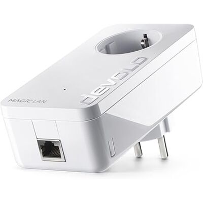 Devolo Magic 1 LAN: krachtige Powerline adapter met tot 1200 Mbit/s voor thuisnetwerk, met geïntegreerd stopcontact, voor magisch internet uit het stopcontact, wit Devolo Magic 1 LAN: krachtige Powerline adapter met tot 1200 Mbit/s voor thuisnetwerk, met geïntegreerd stopcontact, voor magisch internet uit het stopcontact, wit