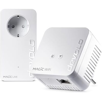 Devolo Magic 1 WiFi mini: Compacte Powerline starterset voor een betrouwbare wifi-verbinding via stroomleiding door muren en plafonds, mazen, G.hn-technologie, gasten-wifi Devolo Magic 1 WiFi mini: Compacte Powerline starterset voor een betrouwbare wifi-verbinding via stroomleiding door muren en plafonds, mazen, G.hn-technologie, gasten-wifi