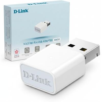 D-Link AN3U N300 Wi-Fi-adapter 4 USB voor PC/bureau/laptop, 300 Mbps, MIMO, WPA3, USB 2.0, compact design, ultradraagbaar, ondersteuning voor Windows 11/10 D-Link AN3U N300 Wi-Fi-adapter 4 USB voor PC/bureau/laptop, 300 Mbps, MIMO, WPA3, USB 2.0, compact design, ultradraagbaar, ondersteuning voor Windows 11/10